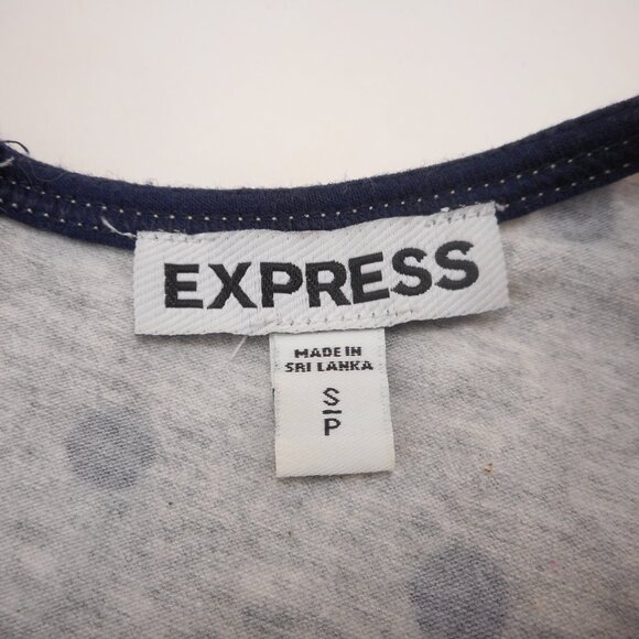Express Women's size S Sleeveless Cropped Peplum Top Gray Polka Dot Zip - Picture 5 of 7